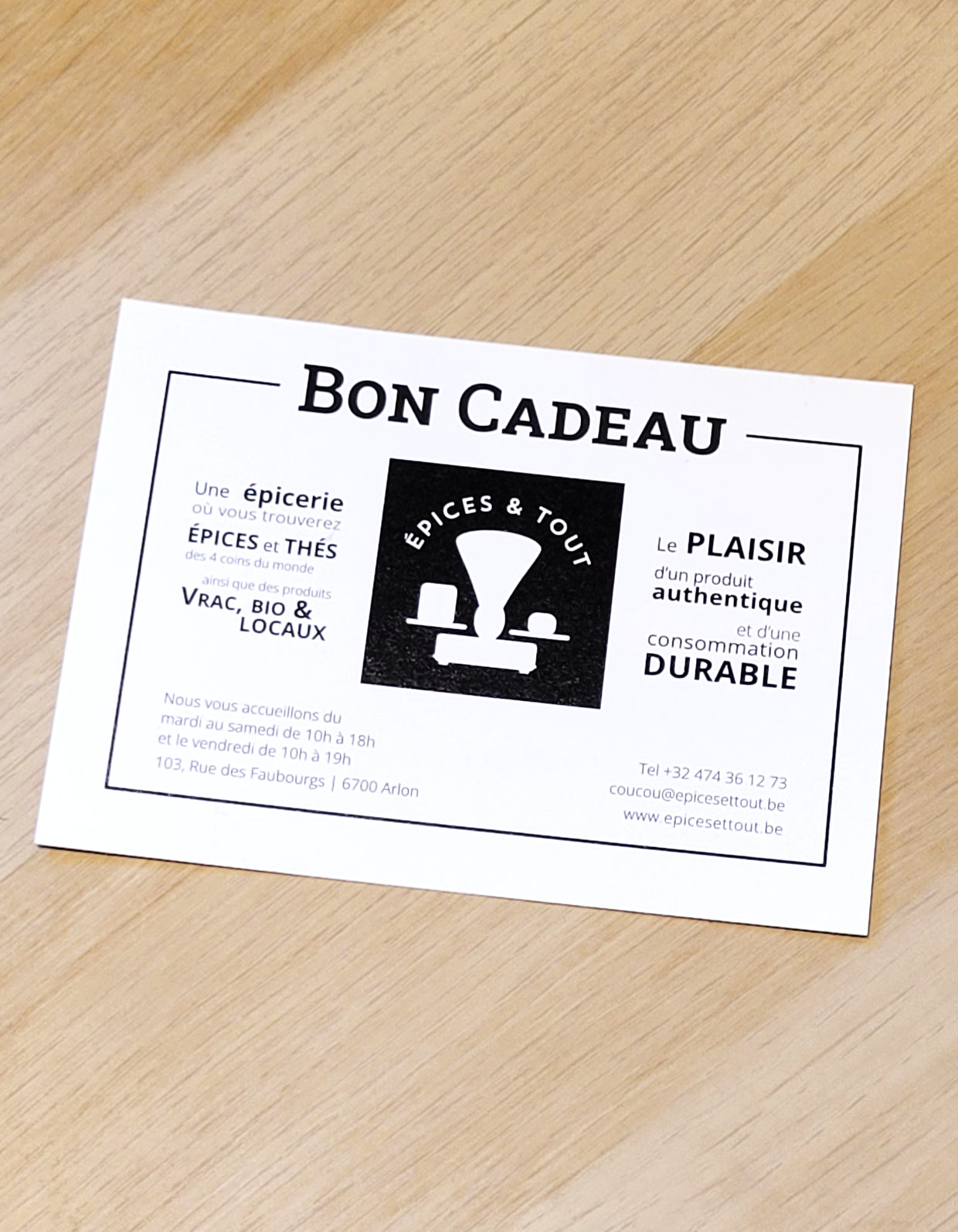 Carte Cadeau Epices & Tout