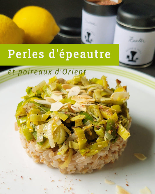 Perles d'épeautre et poireaux d'Orient