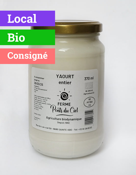 Yaourt entier | Ponts du Ciel | 370ml | Bio