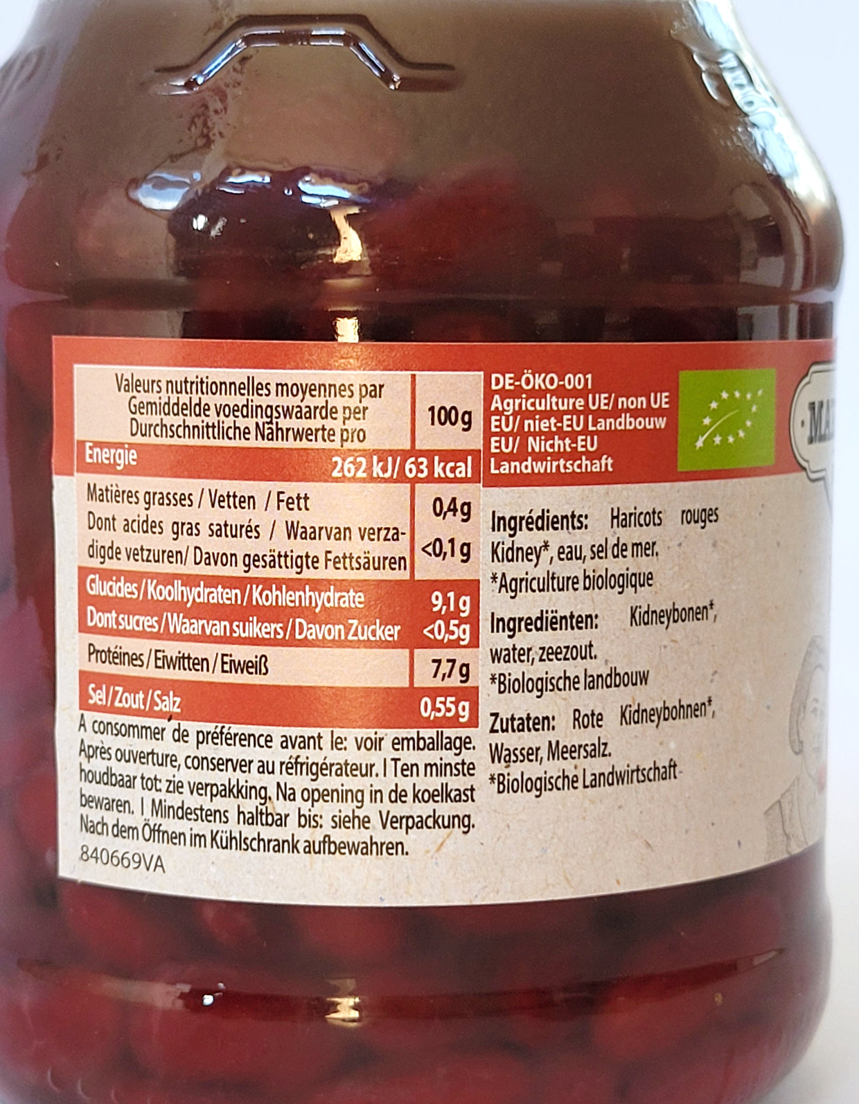 Haricot Rouge | 500g | 320g égoutté | Bio