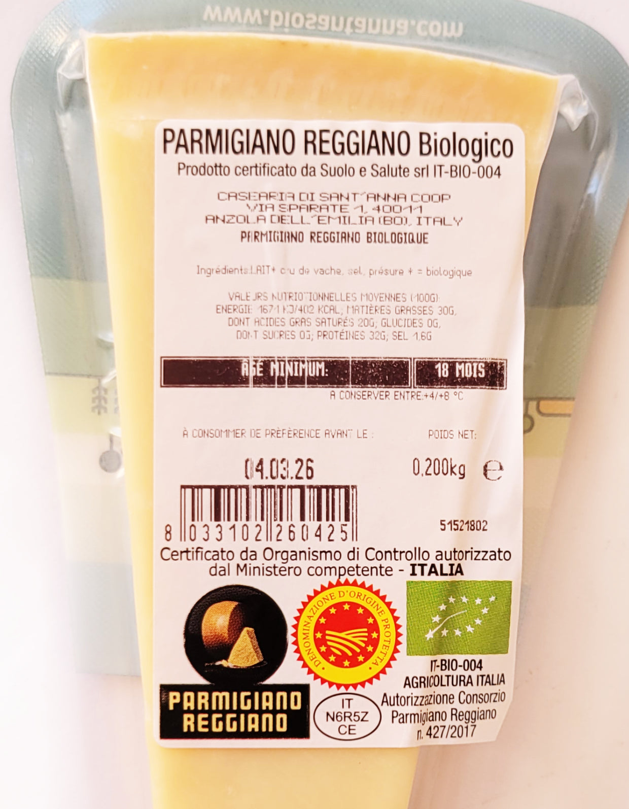 Parmigiano Regiano | Parmesan | 200g | Bio